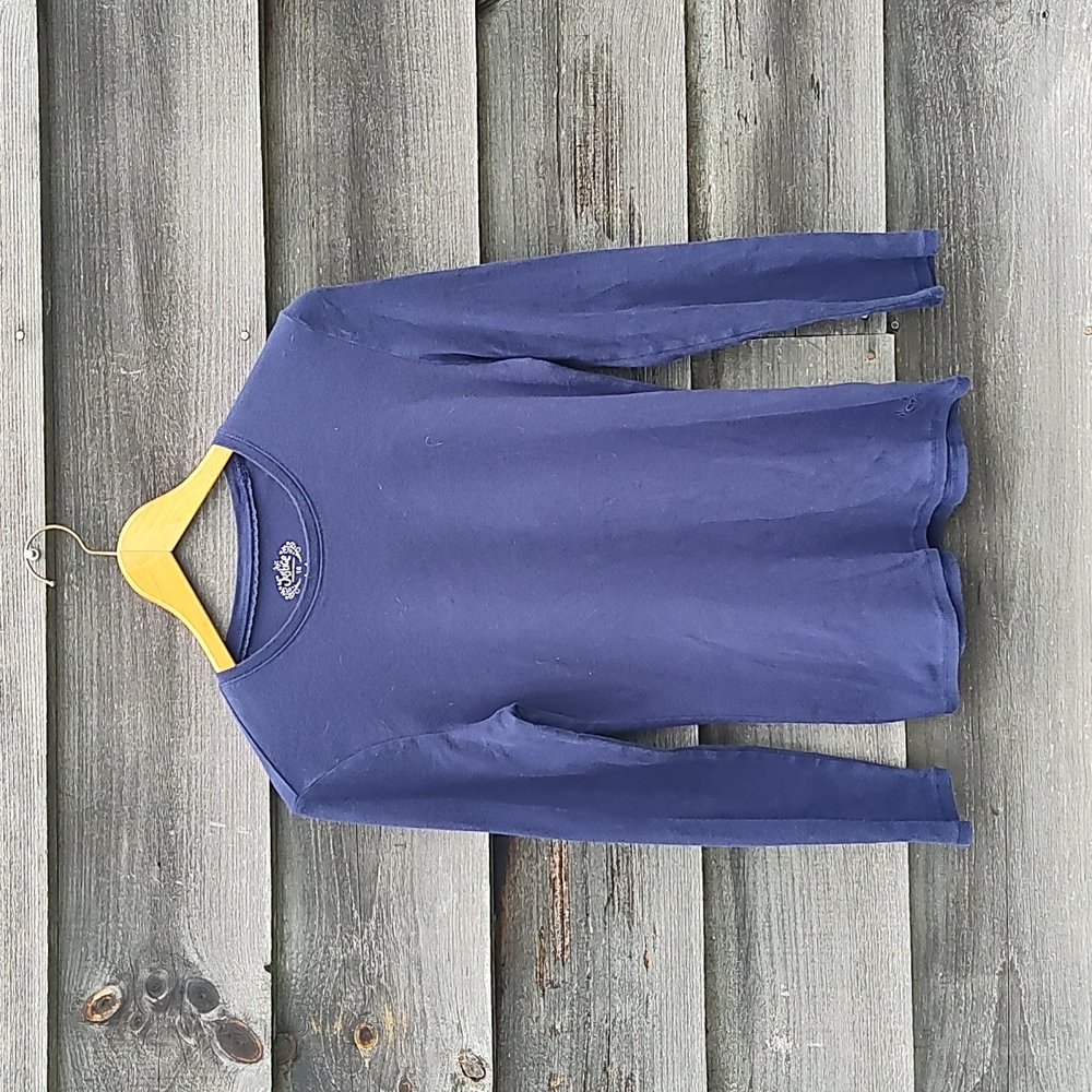 Justice navy blue crew neck long sleeve t-shirt girls uniform basic - size 16